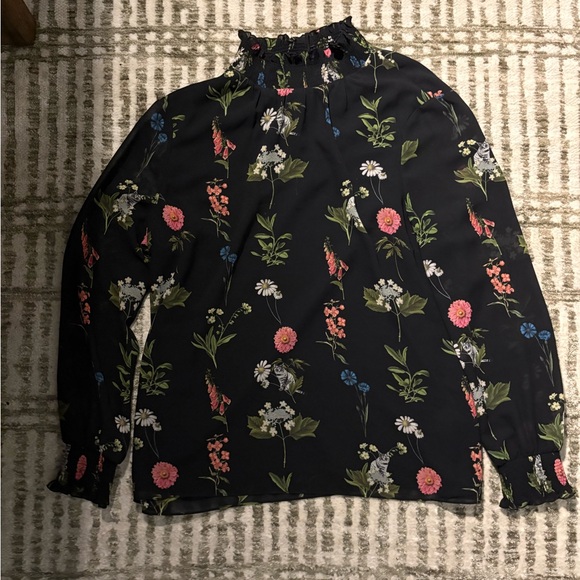Ted Baker London Black Floral Taalia elasticated top blouse shirt size XL - Picture 2 of 6